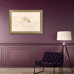 «Этюд крадущейся лисы, обращенной вправо» в интерьере в классическом стиле в фиолетовых тонах