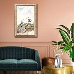 «Moulin De La Galette, Paris» в интерьере классической гостиной над диваном