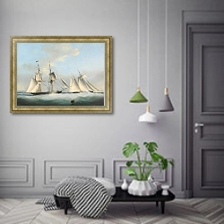 «A Schooner Yacht Of The Royal Western Yacht Club Off Teignmouth» в интерьере коридора в классическом стиле