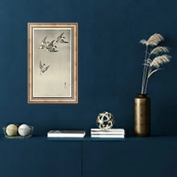 «Starlings in the rain» в интерьере в классическом стиле в синих тонах