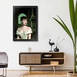 «Хепберн Одри 40» в интерьере комнаты в стиле ретро над тумбой