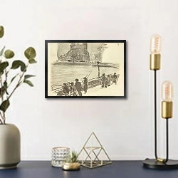 «La crue de la Seine» в интерьере в стиле ретро над столом