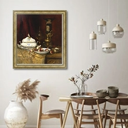 «Натюрморт из элегантных предметов» в интерьере кухни в стиле ретро над обеденным столом