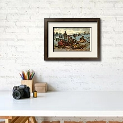 «Napoleon's retreat from Moscow 1» в интерьере современного кабинета над столом