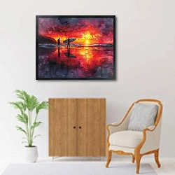 «Wave conquerors» в интерьере в классическом стиле над комодом