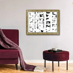 «Березки» в интерьере гостиной в бордовых тонах