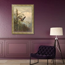 «Ухаживающий тетерев» в интерьере в классическом стиле в фиолетовых тонах