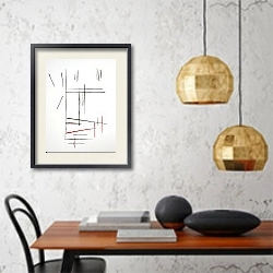 «Scratched lines №8» в интерьере кухни в стиле минимализм над столом