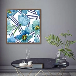 «Синяя симфония» в интерьере современной гостиной в серых тонах