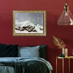 «Under the Shelter of the Shapeless Drift, January 18th 1881» в интерьере спальни с акцентной стеной