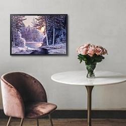 «Ручей в зимнем лесу» в интерьере в классическом стиле над креслом