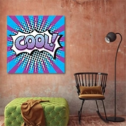 «Cool!» в интерьере комнаты в стиле поп-арт с оранжевой стеной