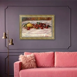 «Strawberries and Lemons» в интерьере гостиной с розовым диваном