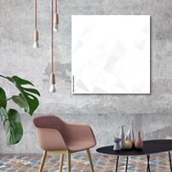 «Белый абстрактный геометрический узор» в интерьере в стиле лофт с бетонной стеной