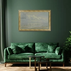 «Thunderheads at Sea: The Pearl, 1871» в интерьере зеленой гостиной над диваном