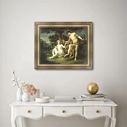 «Адам и Ева с детьми под деревом.» в интерьере в классическом стиле над столом