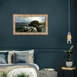 «Castle Rock, Marblehead» в интерьере классической спальни с темными стенами