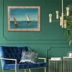 «On the Mediterranean» в интерьере в классическом стиле с зеленой стеной