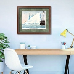 «An Iceberg and Polar Bear Shot at by Captain Ross» в интерьере кабинета в современном стиле