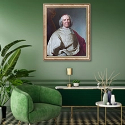 «Кардинал Флери» в интерьере гостиной в зеленых тонах