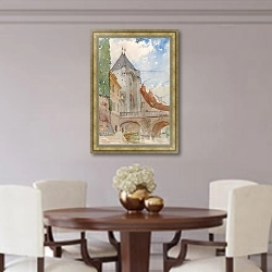 «Bridge at Moret, France» в интерьере столовой в классическом стиле