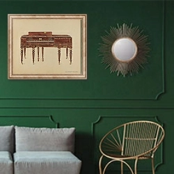 «Piano Forte» в интерьере классической гостиной с зеленой стеной над диваном