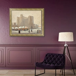 «Бельгийские цветочные продавцы, замок Гравенштейн, Гент, Бельгия» в интерьере в классическом стиле в фиолетовых тонах