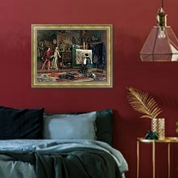 «В мастерской художника» в интерьере спальни с акцентной стеной