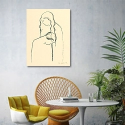 «Milenci II» в интерьере современной гостиной с желтым креслом