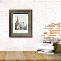 «Москва Найденова №138» в интерьере кабинета с кирпичными стенами над столом с книгами
