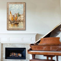 «A View of Venice» в интерьере классической гостиной над камином