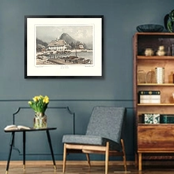 «Neuhaus. Lac de Thoune» в интерьере гостиной в стиле ретро в серых тонах