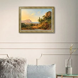 «Вид на залив Палермо с горы Монте-Пеллегрино, Сицилия» в интерьере в классическом стиле в светлых тонах