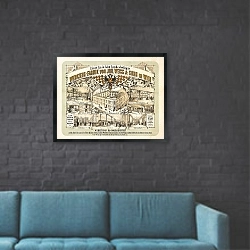 «Werbelithographie der Holzwerkzeugfabrik Johann Weiss & Sohn, 5., Margaretenstraße 65» в интерьере в стиле лофт с черной кирпичной стеной