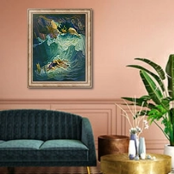 «The raft of Odysseus, 1929» в интерьере классической гостиной над диваном