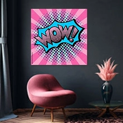 «Wow!» в интерьере яркой гостиной в стиле поп-арт с розовыми деталями