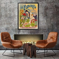 «Le Floral» в интерьере в стиле лофт с бетонной стеной над камином