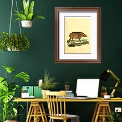 «Бородавочник Sus aethiopicus» в интерьере кабинета с зелеными стенами