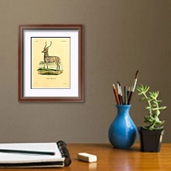 «Антилопа ellipsiprymna» в интерьере кабинета с бежевыми стенами над столом