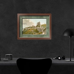 «Scarborough Castle» в интерьере кабинета в черных цветах над столом