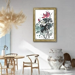 «Китайский цветок лотоса 4» в интерьере столовой в этническом стиле