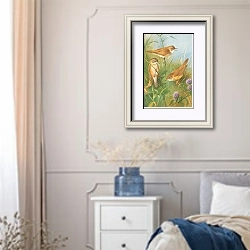 «Sedge Warbler, Reed Warbler And marsh Warbler» в интерьере спальни в стиле прованс с синими деталями