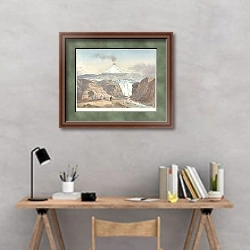 «Mount Hecla Iceland» в интерьере кабинета с серыми стенами над столом