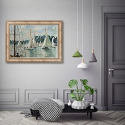 «Racing Yachts on the Seine 1» в интерьере коридора в классическом стиле