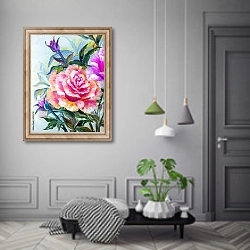«Розовые и желтые розы, деталь» в интерьере коридора в классическом стиле