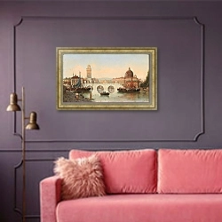 «Scene Of Florence» в интерьере гостиной с розовым диваном