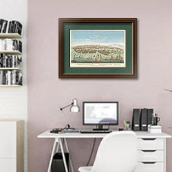 «A Perspective View of Venice» в интерьере светлого кабинета над белым столом