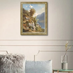 «Sommerliche Landschaft mit Blick auf den Hallstätter See» в интерьере в классическом стиле в светлых тонах