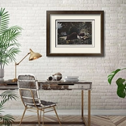 «The Young Girl» в интерьере кабинета с кирпичными стенами над столом