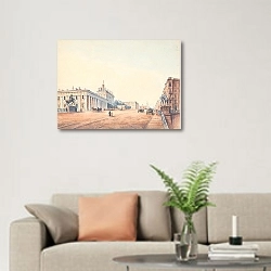 «Вид На Санкт-Петербург» в интерьере современной светлой гостиной над диваном